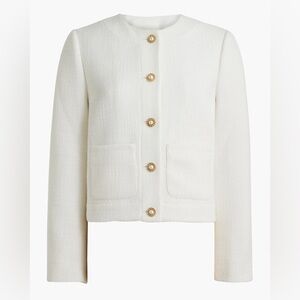 J. Crew Factory Ivory Tweed Lady Jacket with Gold-Tone Buttons Size 24W